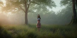 female, circle, colourful dresses, forest, landscape