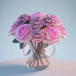 Pink Crystal Rose Bouquet Flower