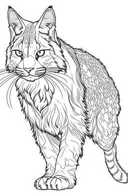 coloring book image of a lynx