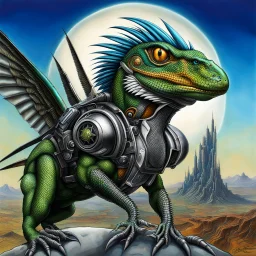 Lucky Stryker, Jet eagle lizard hybrid, biomechanical surrealism,