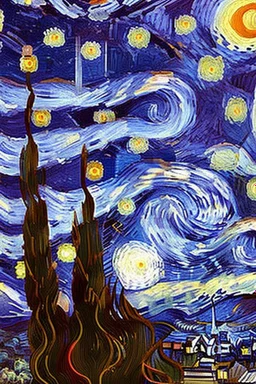 noite estrelada de vangogh em vermelho