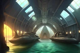 a look from the inside of an elven submarine, hyper realism, photo realism, realistic lighting, realistic color grading