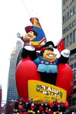 macy's day parade float of Bill Newton from hill climb racing