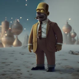 Full body, 3d render, homer simpson 1800's men style, 1800's hair style, 1800's men clothes style, hyper realistic, octane render, unreal engine 5, 8k, palace background, uhd