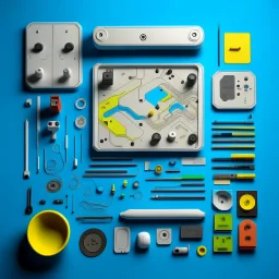 knolling style toy named 'Wifi lost ground', photoreal --s 750