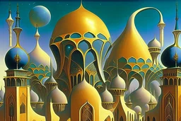 A fractal frame surreal city with arches and domes by artist "Vladimir Kush"