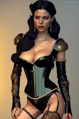 sexy milf, warrior, black long hair, leather corset, leder hose, night, 8k resolution, high-quality, fine-detail, intricate, fantasy art, detailed matte, volumetric lighting, illustration, 3D octane render, brian froud, howard lyon, selina french, anna dittmann, annie stokes, lisa parker, greg rutowski