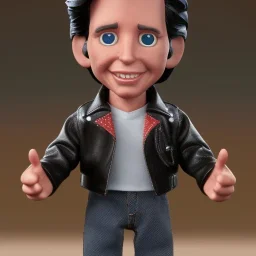 Wide view Young Fonz with black hair greaser figure Toy doll 1978 (thumbs-up) (face) Forehead grin, fonzarelli, ((arnold's drive-in)) fonzie