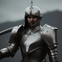  A warrior in silver armor,great sword,strong build, RTX, TXXA, SSAO, High quality,hyperrealistic, cinematic, Super detailed, Anti-Aliasing,Full color, HDR,4k, 8k