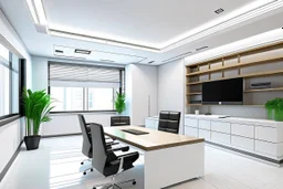 Manager's office with white and residential walls