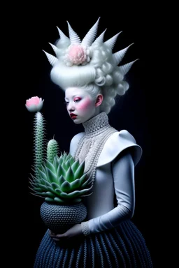 lady blooming cactus, darkmood, bizarre, surreal, albino by natalie shau