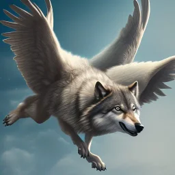 Wolf riding a flying goose