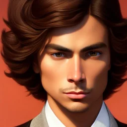 Matthew Lawrence's highly detailed flawless unmarked unblemished beautiful face, meticulously detailed multi-hued sable chestnut burnt umber hair; digital painting, artstation, smooth, sharp focus, colorful illustration, art by Lisa Frank, artgerm, Greg Rutkowski, Alphonse Mucha and William-Adolphe Bouguereau, Unreal Engine 5