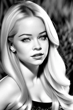 Photorealistic Elsa Jean portrait in black and white