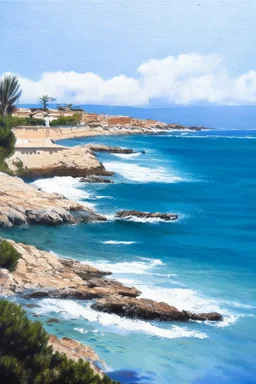 Cap Salou, spain, painting, ocean view