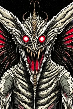 Moth / shark hybrid demon in the style of Berserk manga