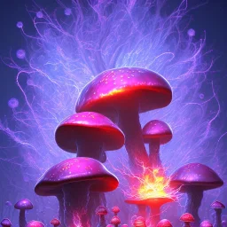 Spherical Frost metal magic armoured pink lightning Mycelium giant blob red MUSHROOM flower stars SPACE lANDSCAPE BURNING IN BLUE FLAMES hellfire abyss