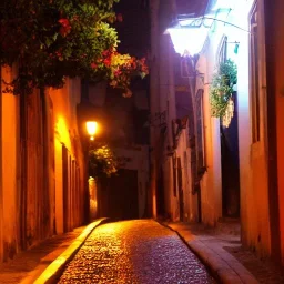 calle de pais por la noche