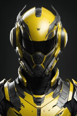 Portrait Yellow and black beeman from the future with armor