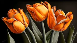 Realistic drawing of orange tulips.