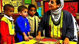 A primary school teacher explaining, Egyptian skin