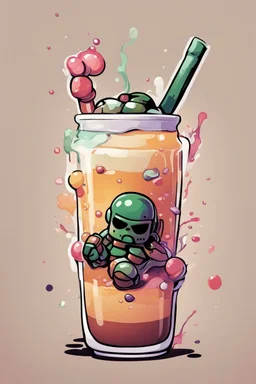 art nouveau style boba drink