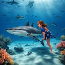 Stephy is hoping that the shark does not sees her as a tasty snack during her swim in the coral sea...