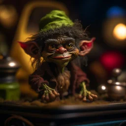 hairy pimp groove funk goblin gremlin hippie in weird home camper, prize winning oil painting, ,bokeh like f/0.8, tilt-shift lens 8k, high detail, smooth render, down-light, unreal engine