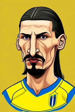 Zlatan Ibrahimovic Swedish football player ,cartoon 2d