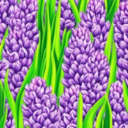 a highly detailed oil painting of a Hyacinth flower, repeating seamless pattern, beautiful and lush