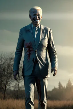 realistic image, joe biden zombie, night, walking twisted, waist up view, 80s, dark ambient, highly detailed, sky background, concept art, unreal engine 5, god rays, ray tracing, RTX, lumen lighting, ultra detail, volumetric lighting, 3d, finely drawn, high definition, high resolution.