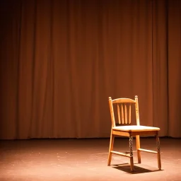 one and only single chair on stage in the beam of spotlight