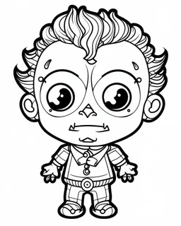 outline art for halloween coloring pages for kids with cartoon cute happy frenkeinstein , white background, Sketch style, full body, only use outline, clean line art, white background, no shadows and clear and well outlined, coloring page for kids, kawaii style