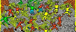 A clan on the mountains painted by Keith Haring