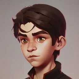 Portrait of a handsome brown haired little warlock kid by Nick Harris