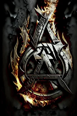 Anarchy symbol brushed metal and fire