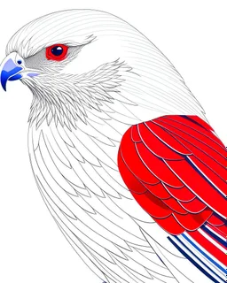 Draw an lineal illustration of a red and white eaegle, ultra quality, detailed, 8k