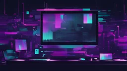 create me a hacker desktop background with the style of glitchart