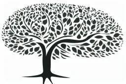 Vector tree illustration white background die cut