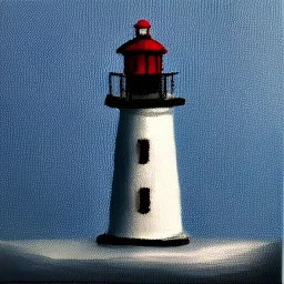 tiny oil painting of tiny lighthouse, plain white background, solid white background, tiny white canvas, tiny white frame, plain white wall, melancholy, tender, moody, vintage, delicate arrangement, beautiful composition, etsy, aesthetic layout, plain solid white background