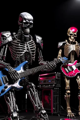 4K realistic hard rock band of 5 terminators playing live.