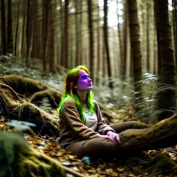 woman relaxing in the forest