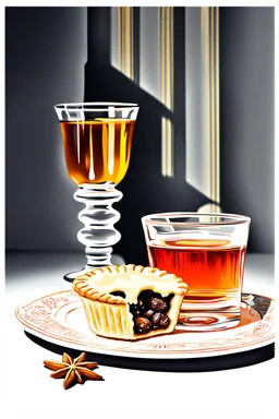 A glass of brandy and a mince pie