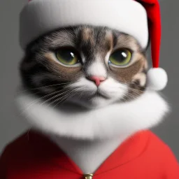 a beautiful portrait of a cute cat dressed as santa, by greg rutkowski, high key lighting, volumetric light, digital art, highly detailed, fine detail, intricate, ornate, complex, octane render, unreal engine, photorealistic unreal 5.