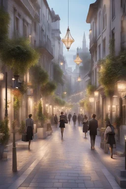 the design of a pedestrian street environment in the romantic, modern and fabulous style