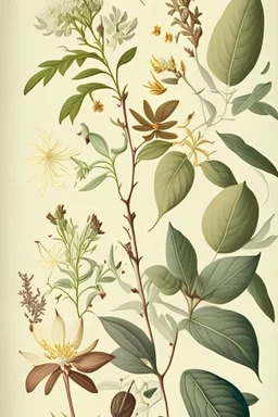 Vintage Botanicals Illustrations on Cream Background