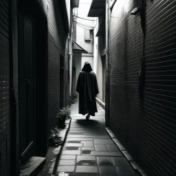 A mysterious figure in an alleyway