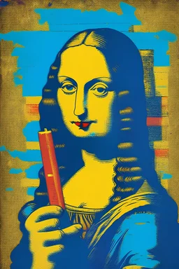 Mona Lisa holds cigar pop art