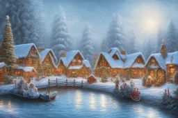 christmas village river