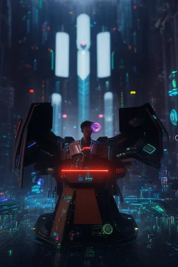 Create a detailed high-resolution depiction of a semi-realistic cyberpunk world where advanced technology seamlessly blends with gritty urban landscapes. Imagine a cityscape dominated by neon lights, towering skyscrapers, and holographic advertisements. In this dystopian future, cybernetic enhancements are widespread, and individuals sport a mix of futuristic implants and prosthetics that seamlessly integrate with their organic parts. Picture a protagonist navigating through the crowded streets